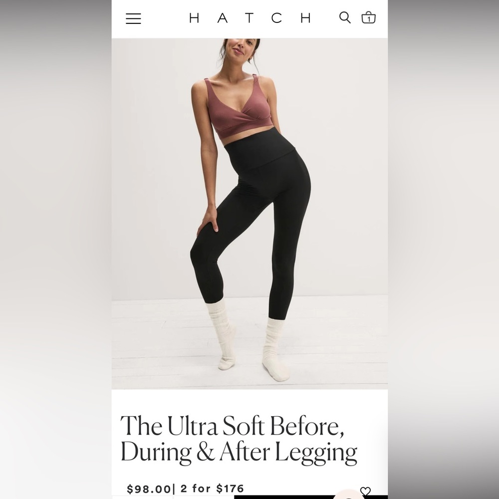 Hatch- The Ultra Soft Before, During & After Legging, Size Medium, Black